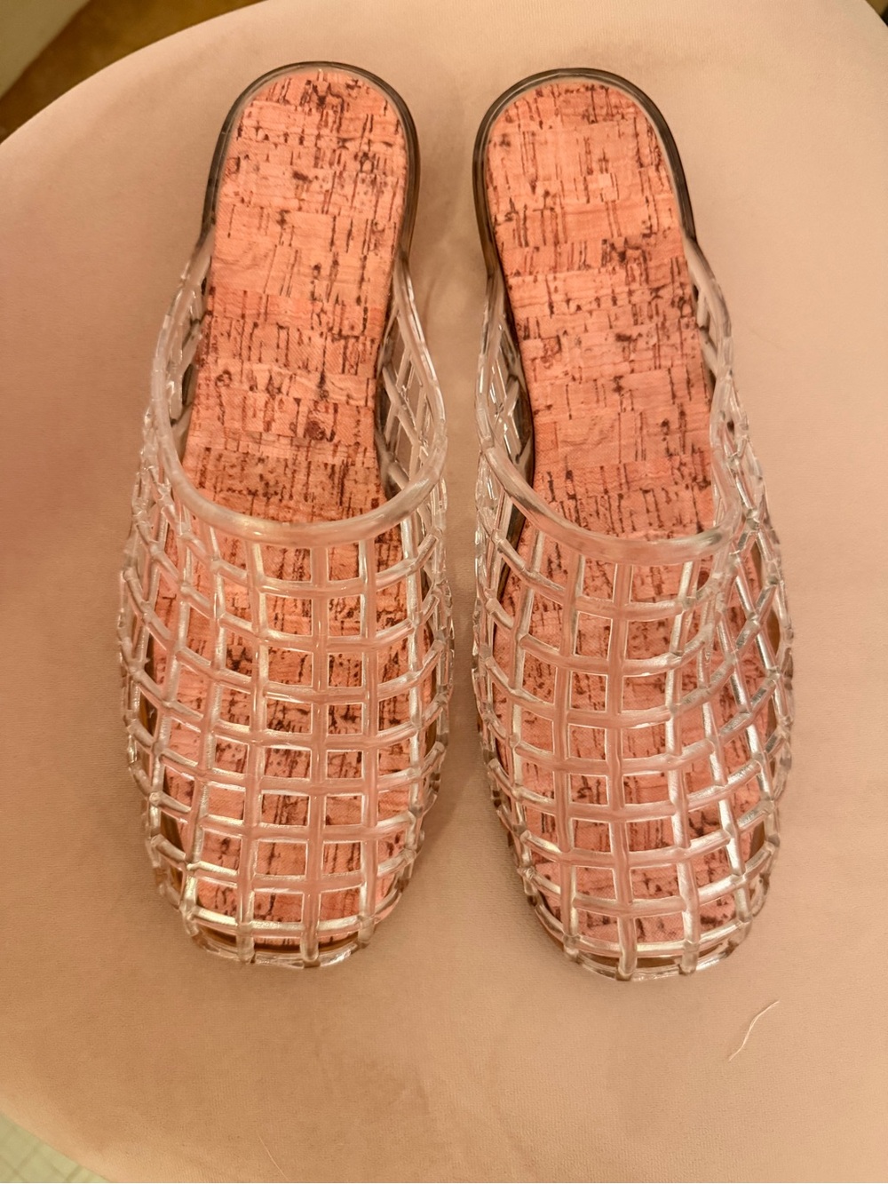 Clear Cage Slide Sandals with Cork Insole - Women's
